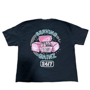 Kinda fit Kinda fat Serving Gainz cropped t shirt in size medium